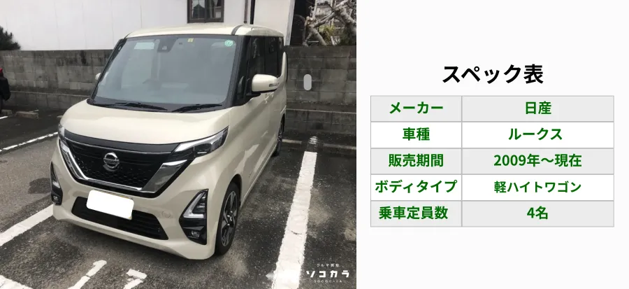 ルークススペック表 | 車買取のソコカラ ルークススペック表